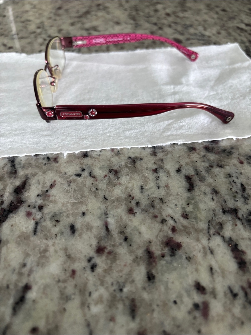 Coach Women's Burgundy and Pink Crystal Accent Eyeglass Frames